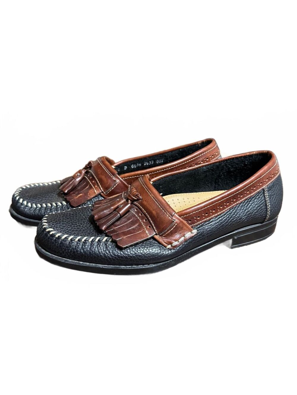 G.H. Bass Weejuns Mens 7.5 D Kiltie Tassel Leather Loafers Black Brown